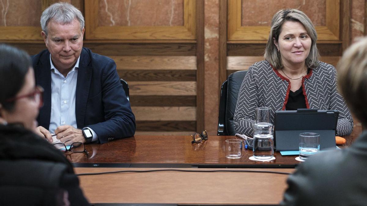 Sebastián Franquis y Alicia Vanoostende momentos antes del Consejo de Gobierno de ayer. | | ÁNGELMEDINA/EFE