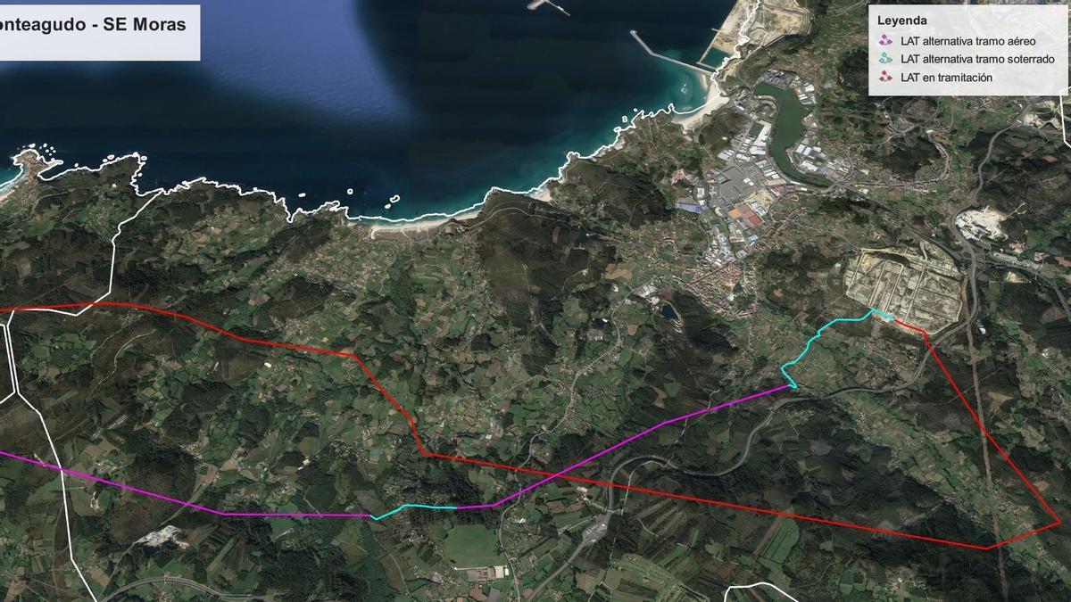 Nuevo trazado de la línea eléctrica de Monteagudo a Morás