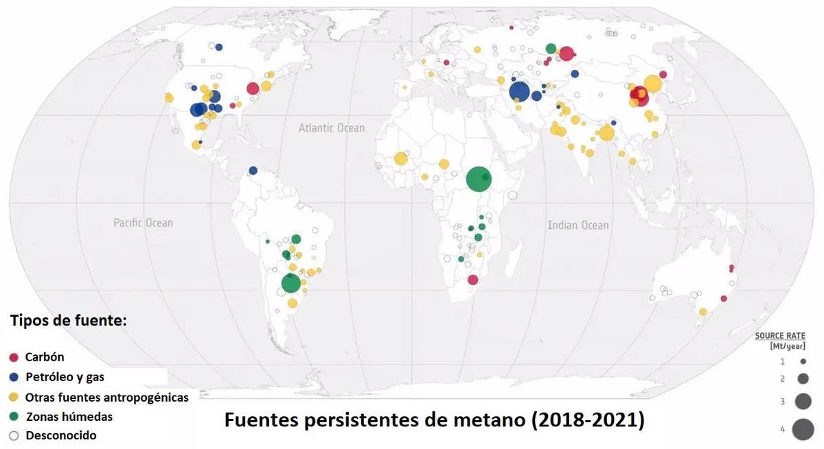 Mapa de las fuentes ocultas de metano