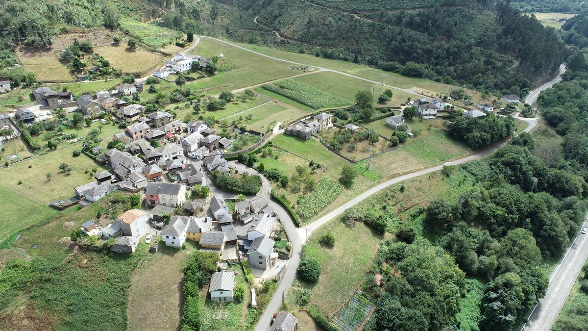 Vista de dron del pueblo de Ranón.