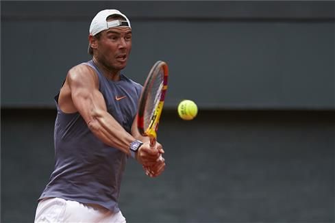 Nadal, en el entrenamiento en Barcelona.