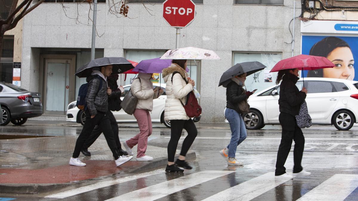 Lluvia en Xàtiva a principios del pasado mes de febrero.