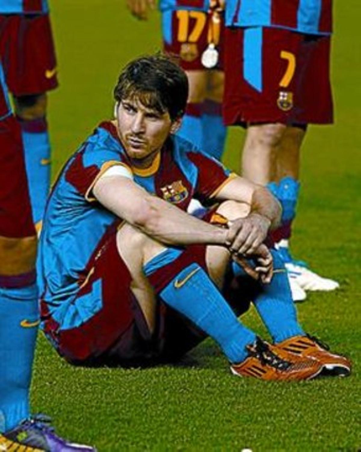 Messi, a Mestalla després de perdre la final.