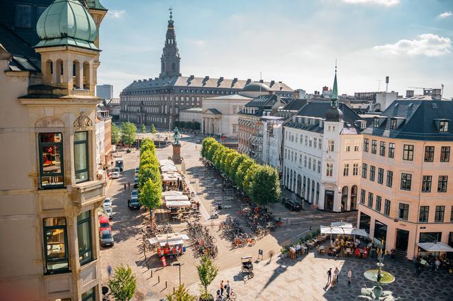 Vista del techo de Stroget, la zona comercial más famosa de Copenhague