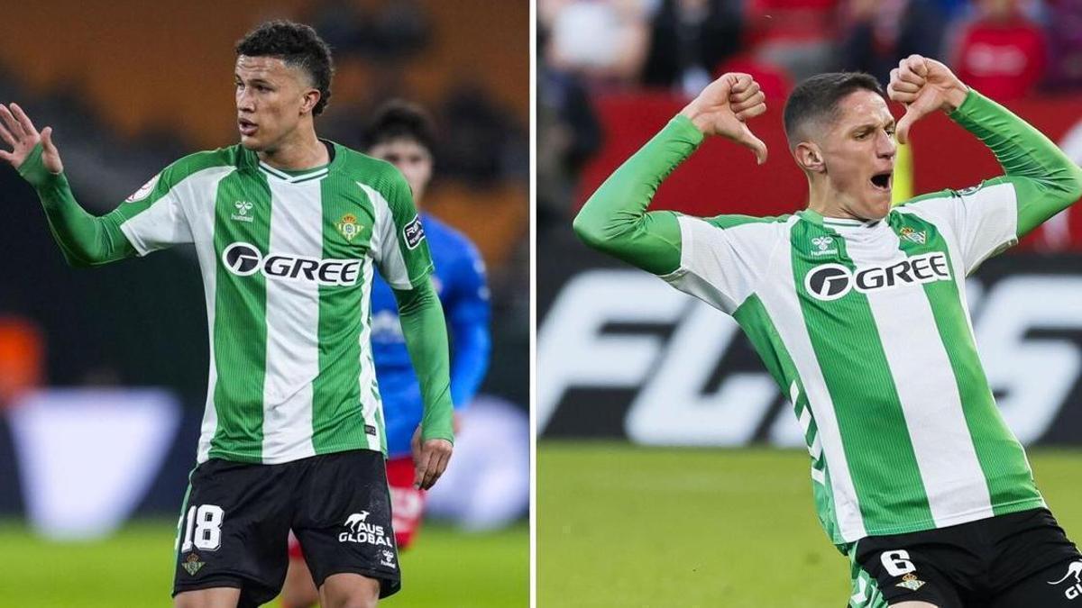 Nelson Deossa y Sergi Altimira, en partidos con el Betis esta temporada