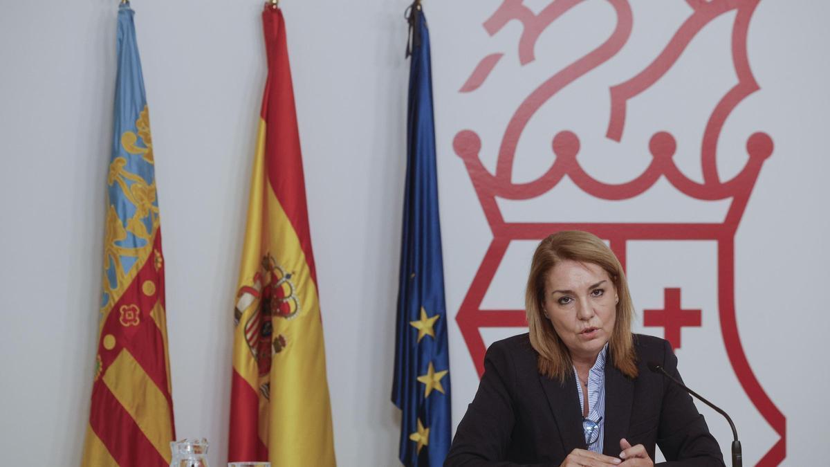 Susana Camarero, en su primera rueda de prensa como portavoz del Consell.