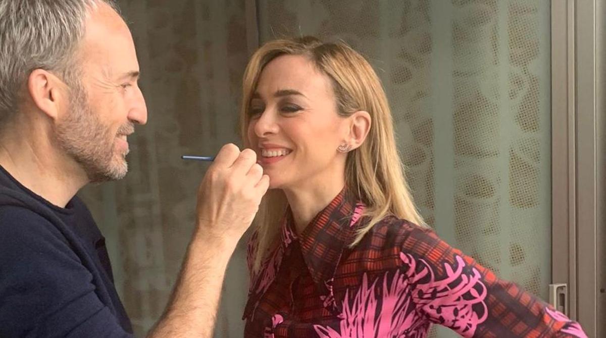 Marta Hazas y el maquillador Roberto Siguero de Lancôme