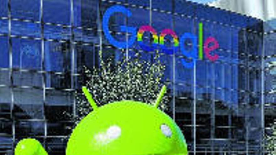 Logo del sistema operativo Android en unas instalaciones de Google.