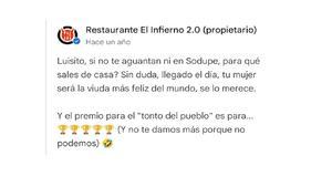 Las increíbles respuestas a las críticas a un restaurante: “Tu mujer será la viuda más feliz”