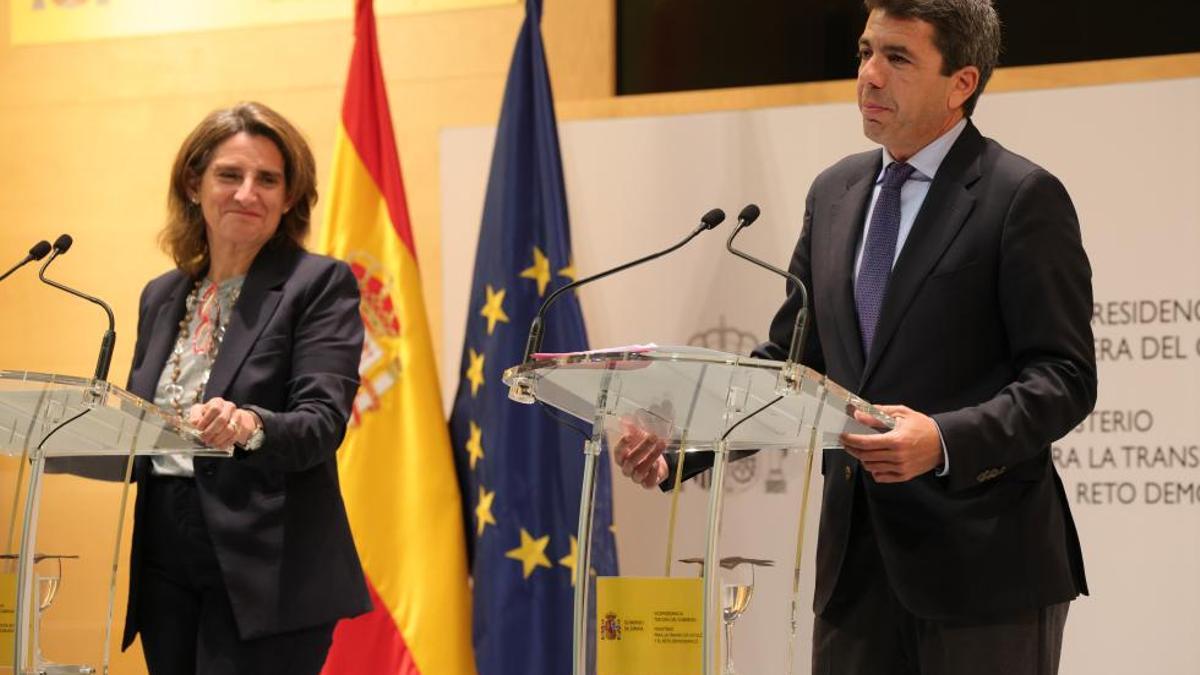 Imagen de la reunión entre Carlos Mazón y la ministra Teresa Ribera el pasado febrero.
