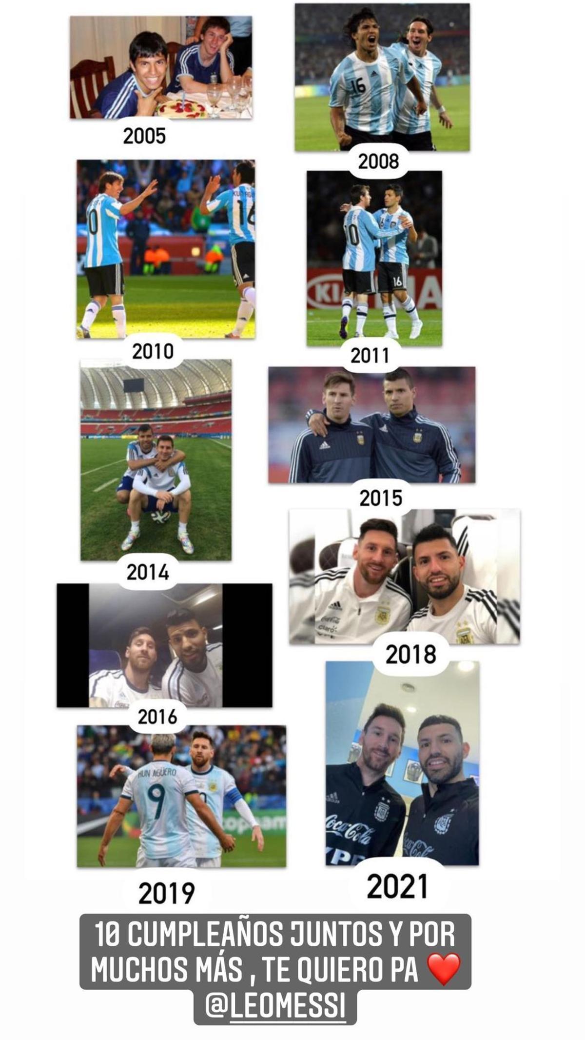 Foto: La emotiva felicitación del Kun Agüero a Leo Messi por su 34 cumpleaños