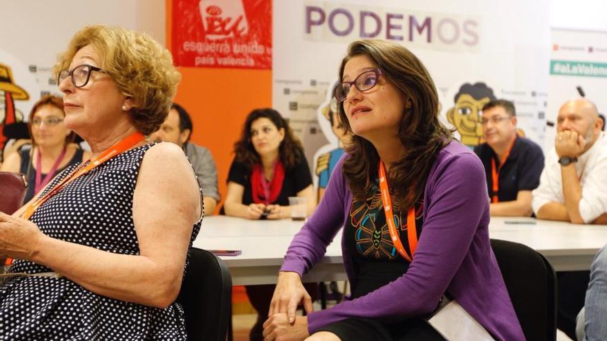 Mónica Oltra, en la noche electoral en la sede de Compromís.