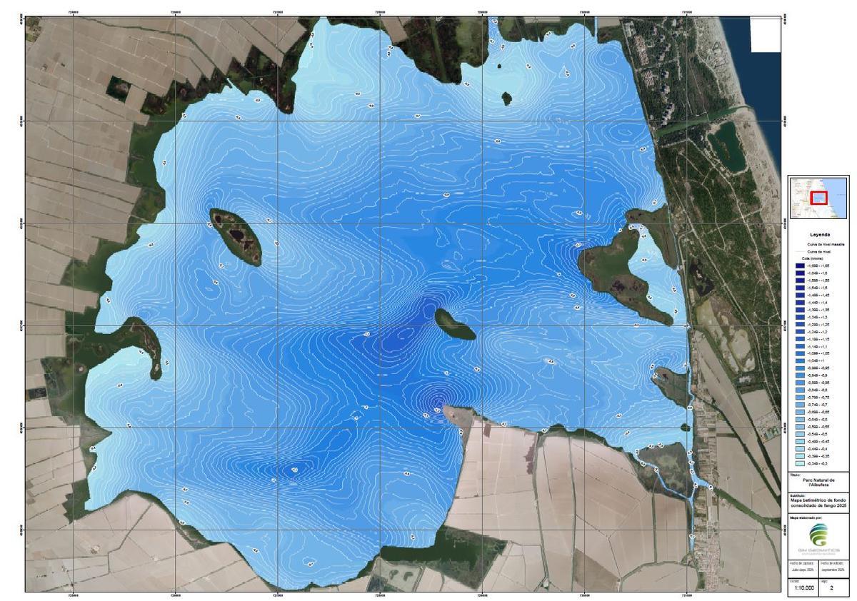 Resultados de la batimetría en l'Albufera