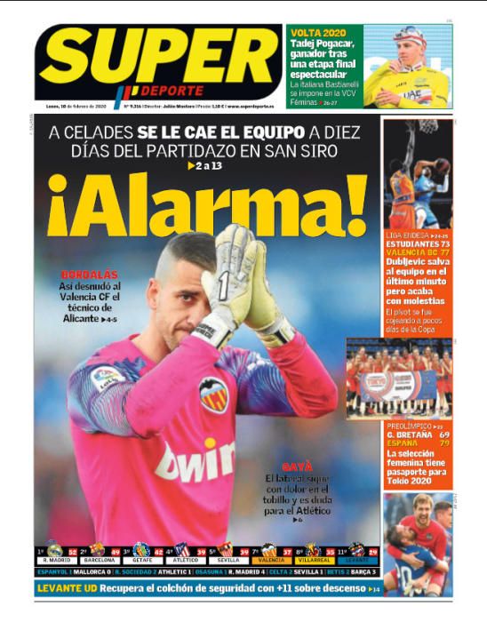 Portada SUPERDEPORTE lunes 10 febrero 2020