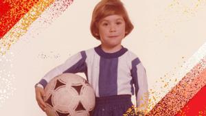 Imagen promocional del NFT de Rubiales: él vestido de futbolista cuando era niño.