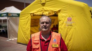 Manuel Goñi, director de operaciones del 112 Aragón al frente del operativo de la riada, en Letux (Zaragoza).