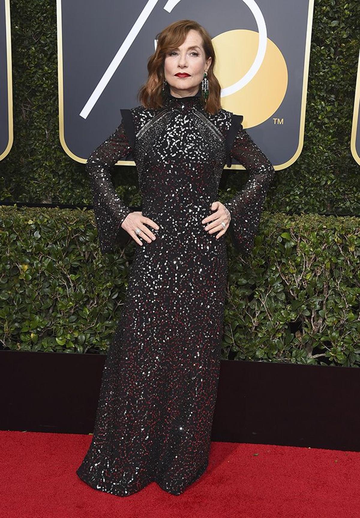 Isabelle Huppert en los Globos de Oro 2018