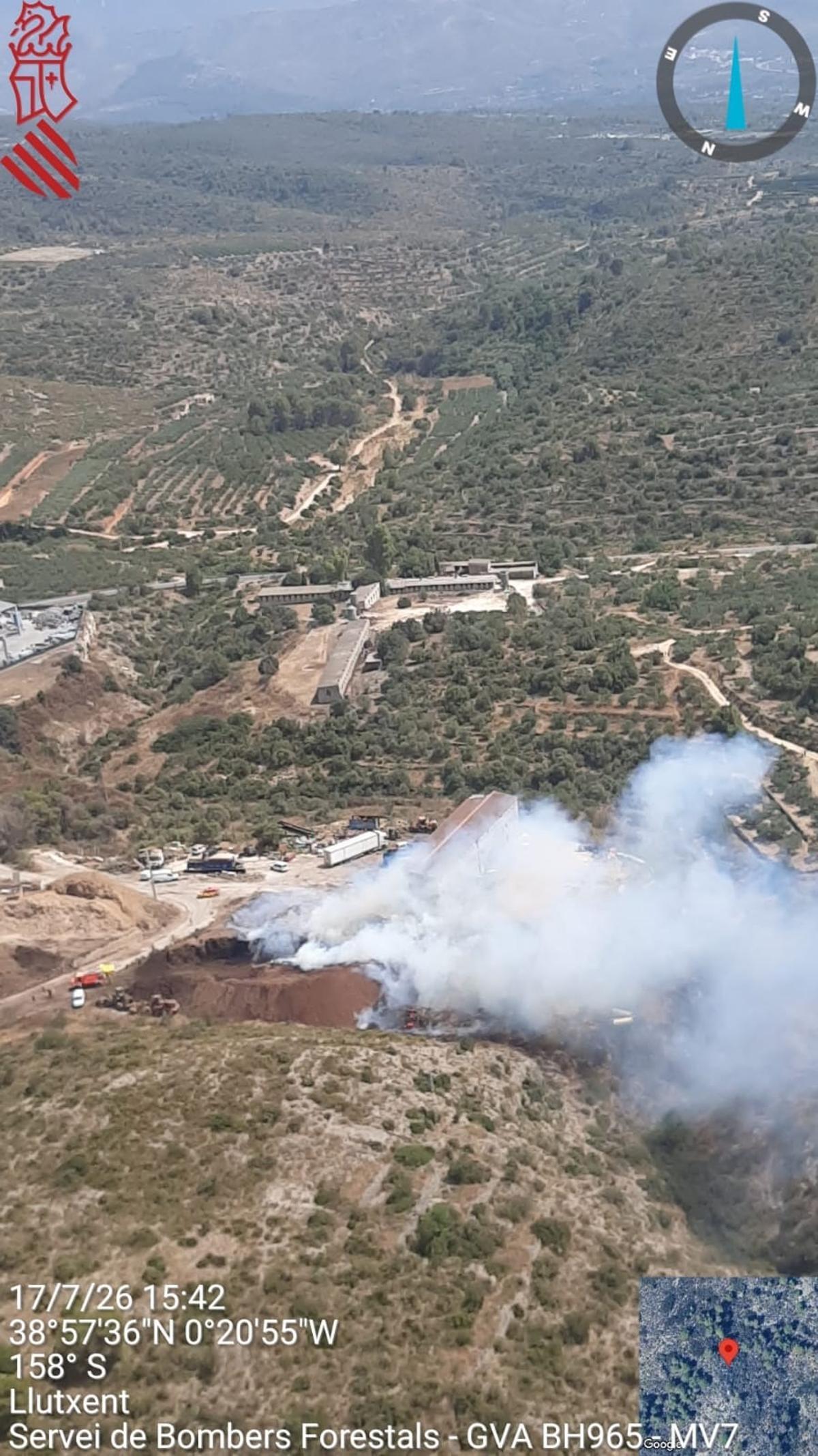 Imagen aérea del incendio.