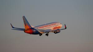 FILE PHOTO: A Jet2 Boeing 737 airplane takes off from the airport in Palma de Mallorca