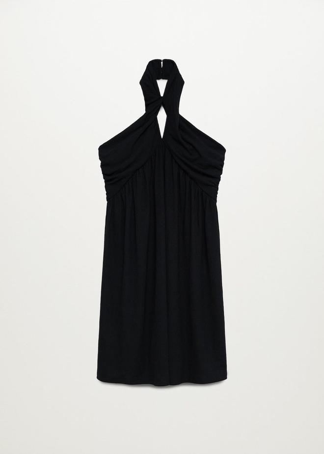 Vestido negro con cuello halter, de Mango (29,99 euros)