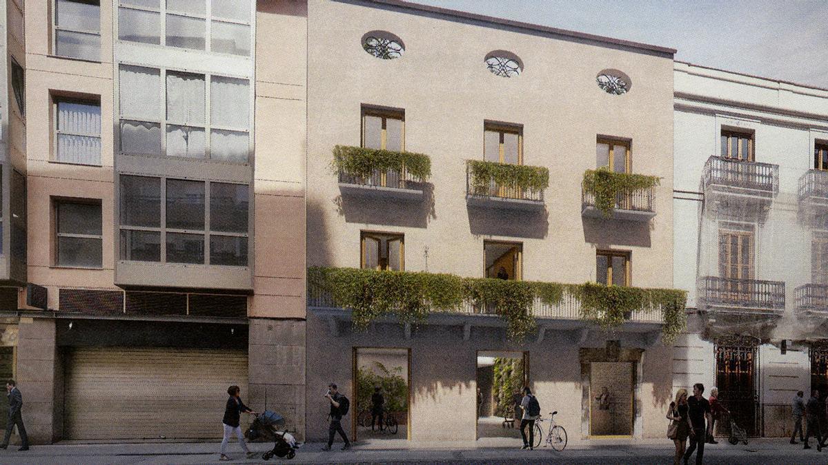 Diseño de la futura fachada que lucirá la innovadora biblioteca 5.0 de la calle Mayor.