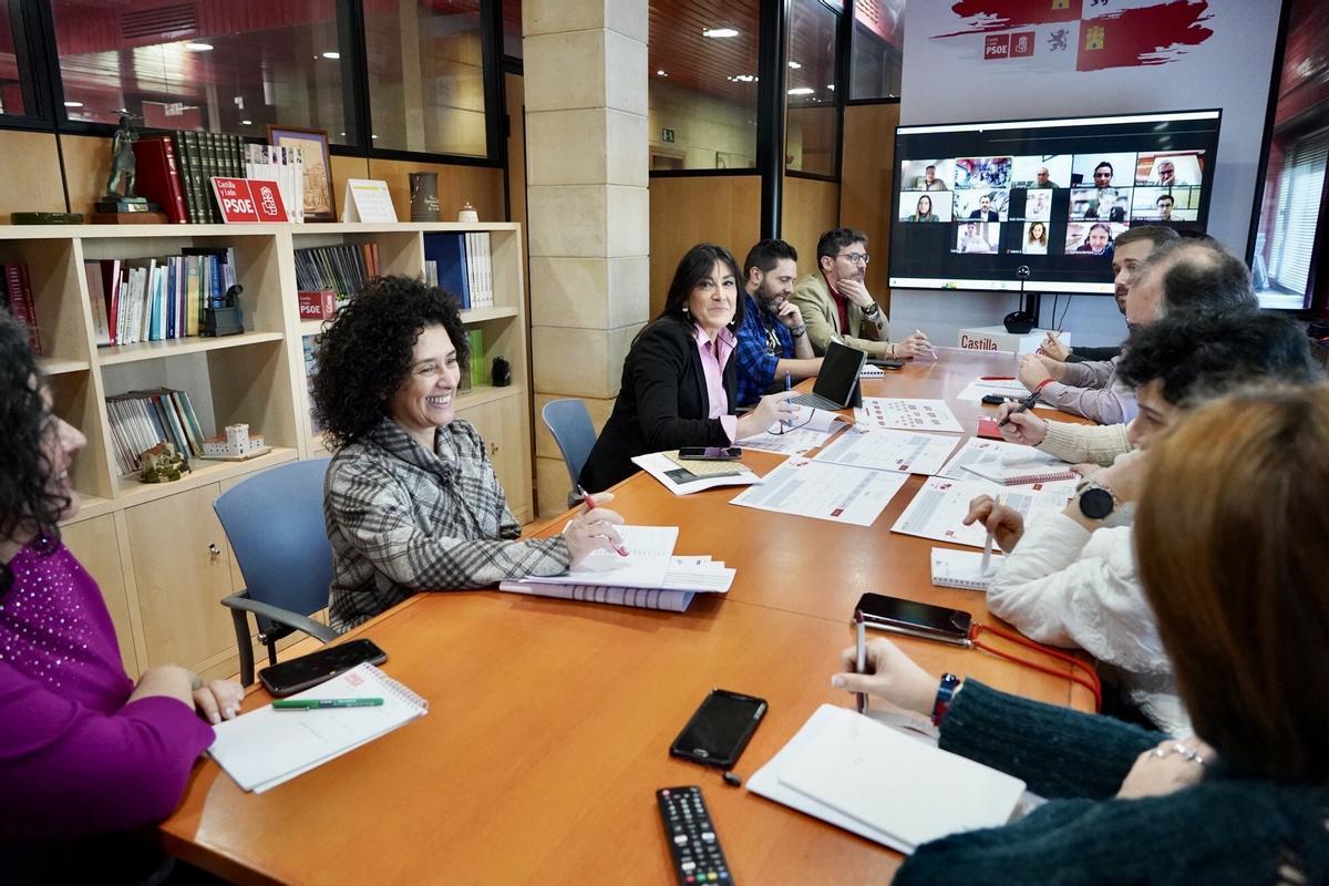 La secretaria de Organización del PSOE en Castilla y León, Ana Sánchez, comparece en rueda de prensa para informar del contenido de la reunión del Comité Electoral