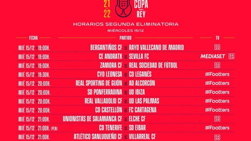 Horarios de la eliminatoria de Copa el miércoles 15.