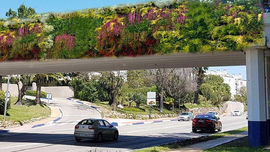 Imagen del jardín vertical ubicado en la Milla de Oro.