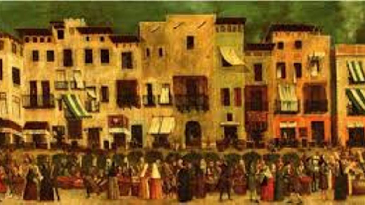 Pintura anónima que retrata el mercado del Born en la época, a finales del siglo XVIII.