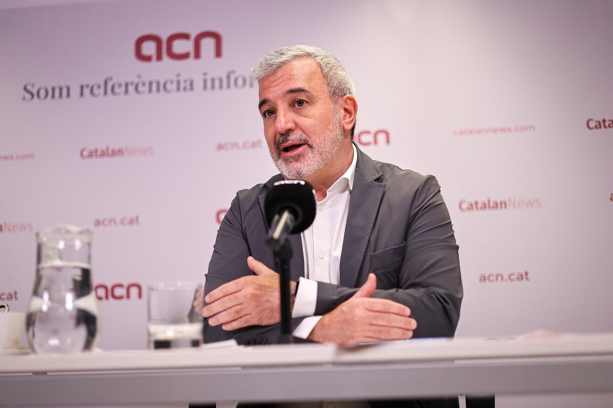 El candidato del PSC en Barcelona, Jaume Collboni, en rueda de prensa este miércoles