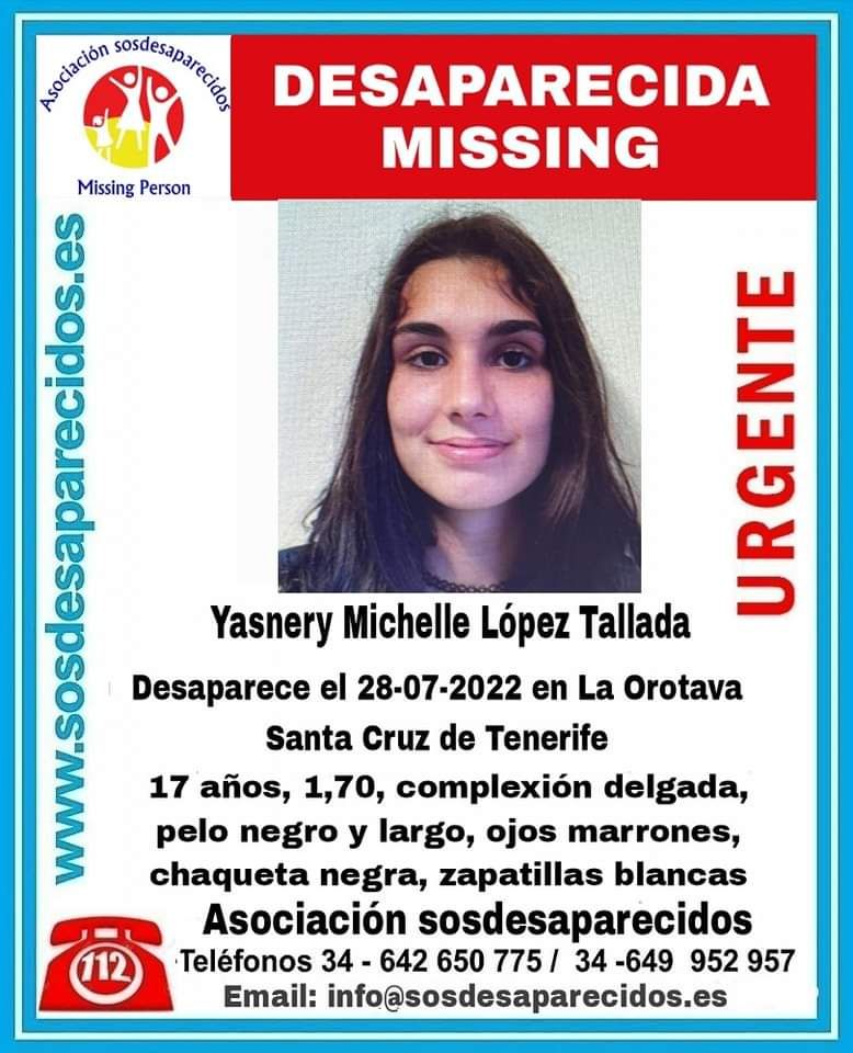 Yasnery Michelle López Tallada, desaparecida en La Orotava.