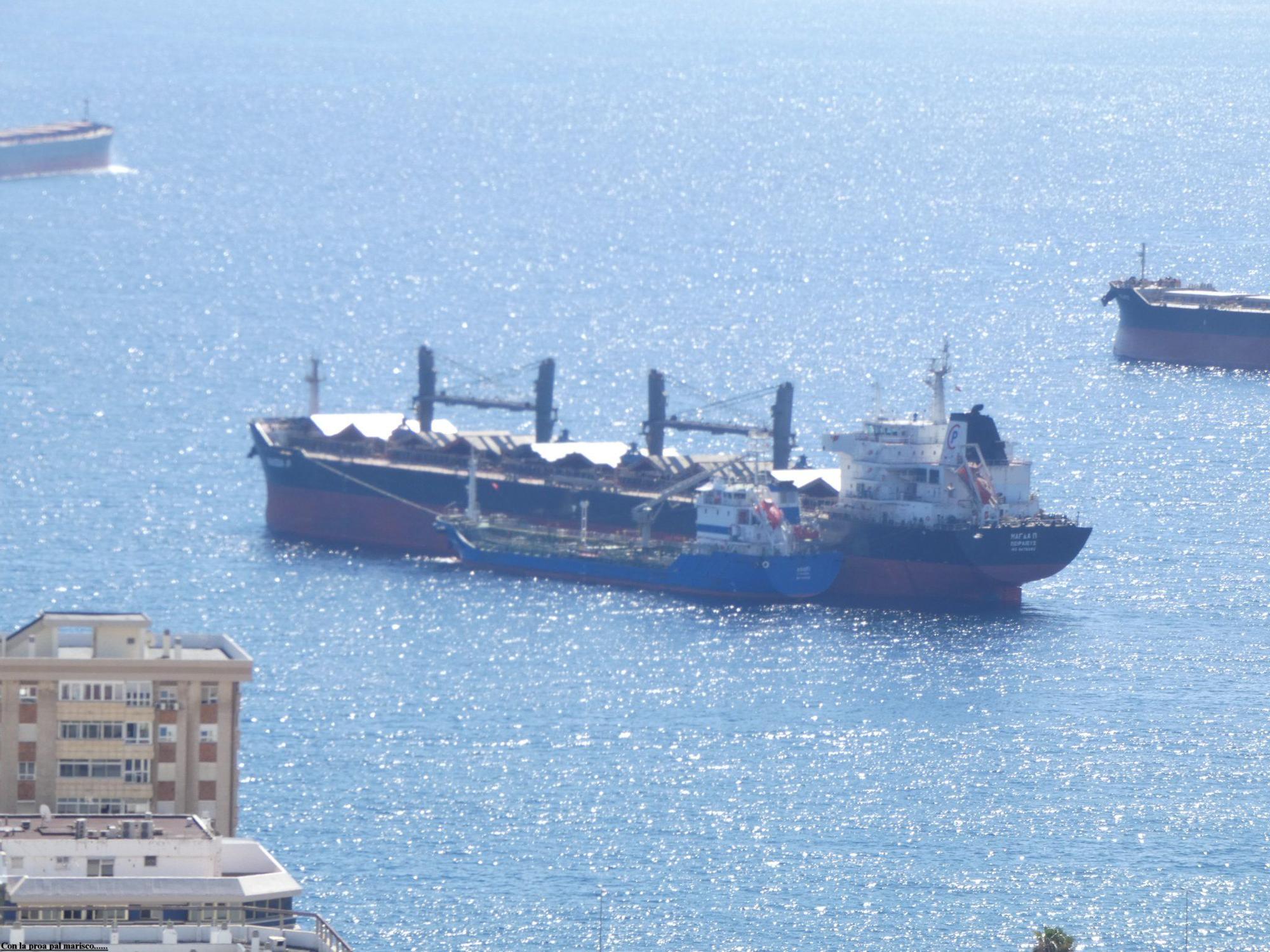 Buque Magda P,  fondeado en la bahía del puerto de La Luz y en el que se encontraron 175 kilos de cocaína