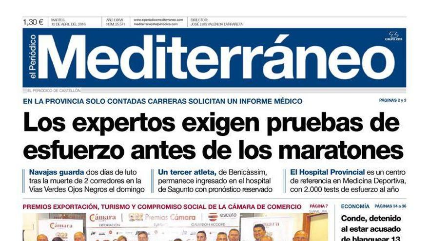 Los expertos exigen pruebas de esfuerzo antes de los maratones, en la portada de Mediterráneo