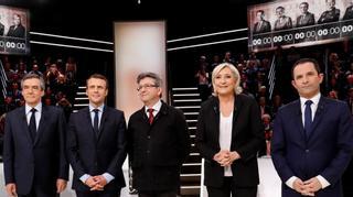 Los cinco candidatos a las presidenciales francesas se disputan a los indecisos en el primer debate cara a cara