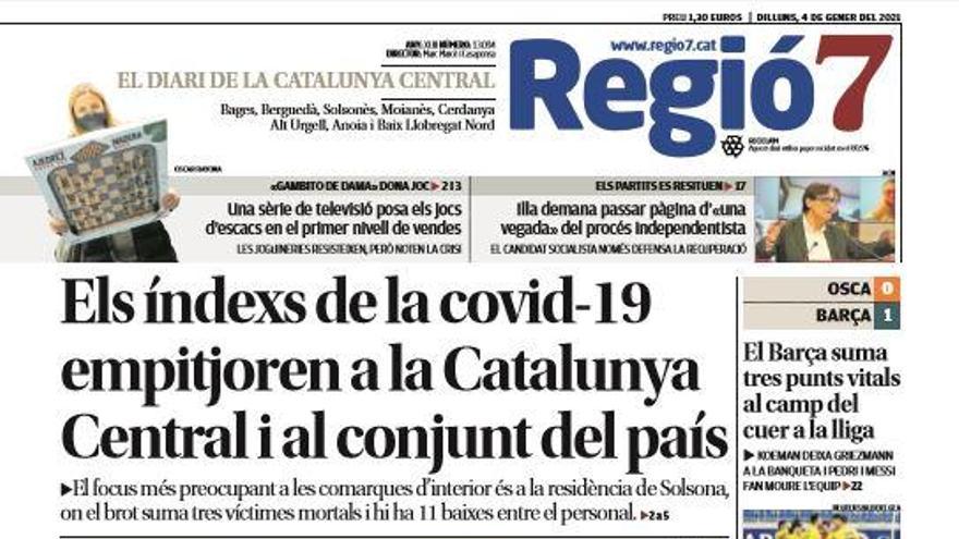 La portada de Regió7 d&#039;aquest dilluns, 4 de gener