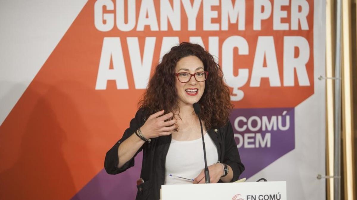 Aina Vidal, el pasado abril, durante la campaña electoral de las generales.