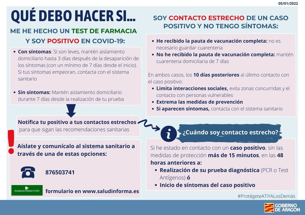 Infografía de Salud Pública Aragón con nuevas recomendaciones acerca del coronavirus.