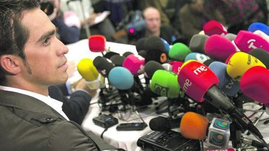 Alberto Contador, durante su rueda de prensa del martes.