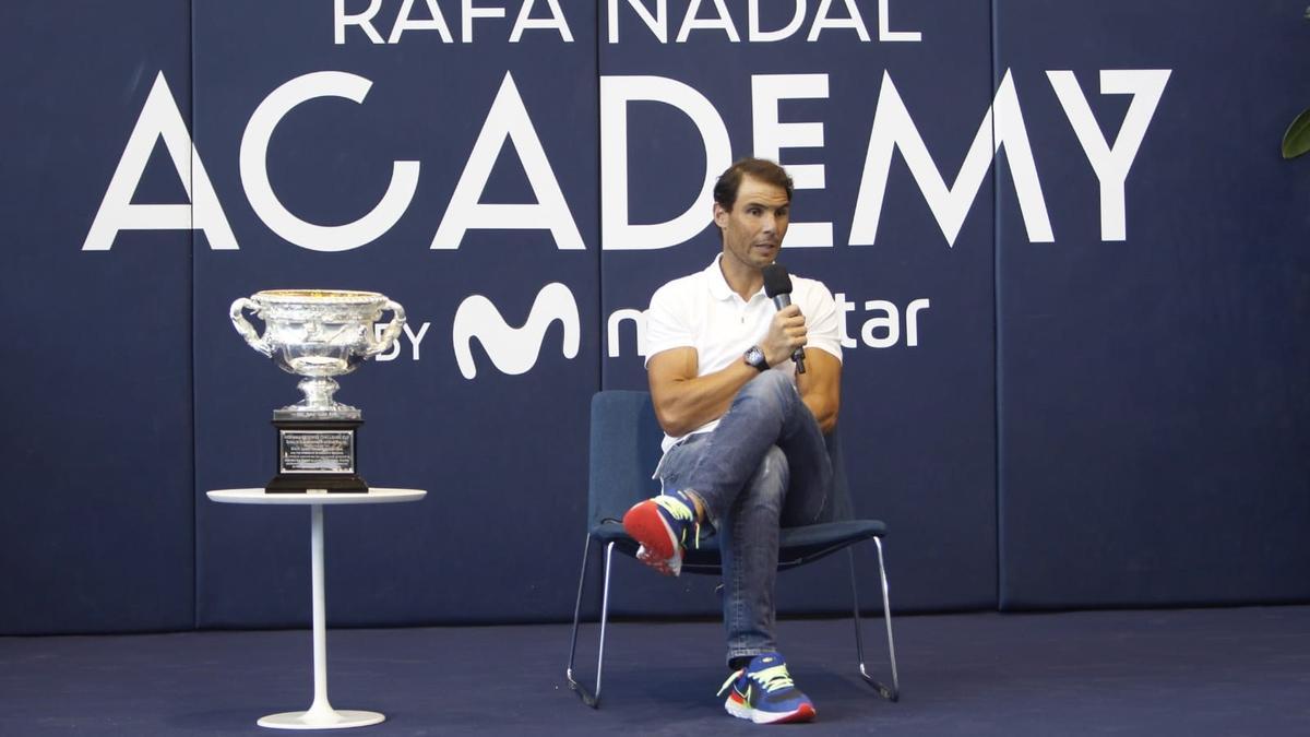 Rafa Nadal dio una rueda de prensa en su academia