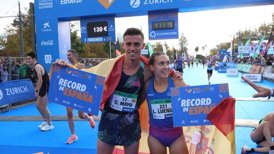 Carlos Mayo y Laura Luengo disfrutan sus nuevos récords de España