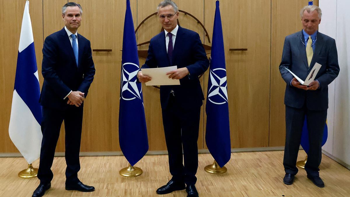 NATO holds ceremony to mark Sweden's and Finland's application for membership in Brussels