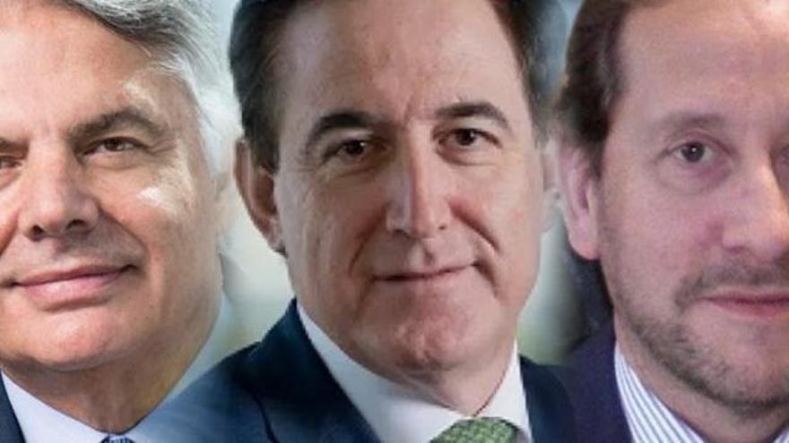 Desde la izquierda, Ignacio Garralda, consejero delegado de Mutua Madrileña; Antonio Huertas, presidente de Mapfre, y Francisco Lara, presidente de Pelayo