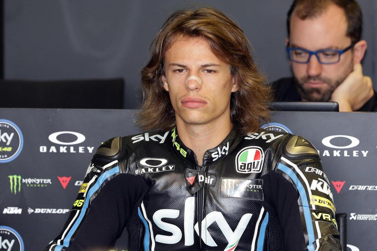 Nicolo Bulega durante su etapa como piloto del SKY Racing Team VR46, en 2017