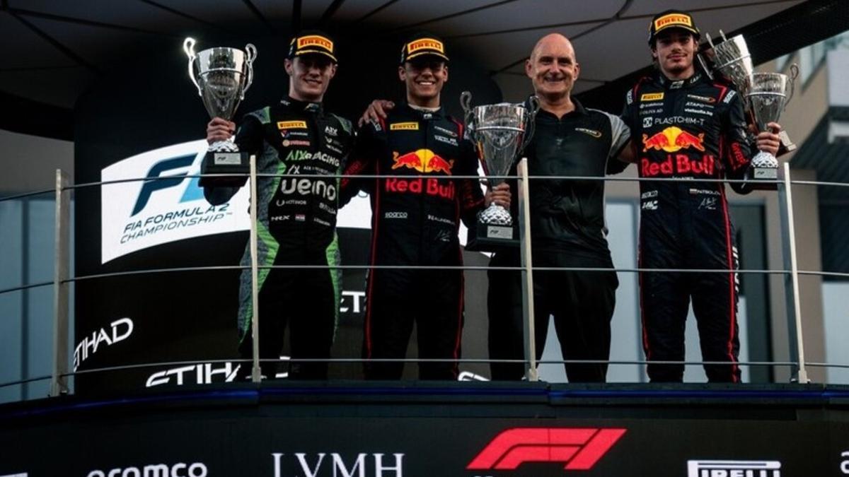 Lindblad y Tsolov en el podio de la carrera sprint en Abu Dabi