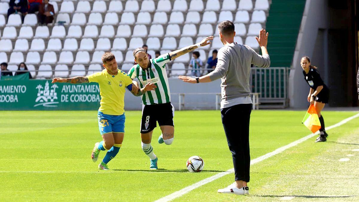 Gudelj disputa un balón en el partido ante Las Palmas Atlético en El Arcángel.