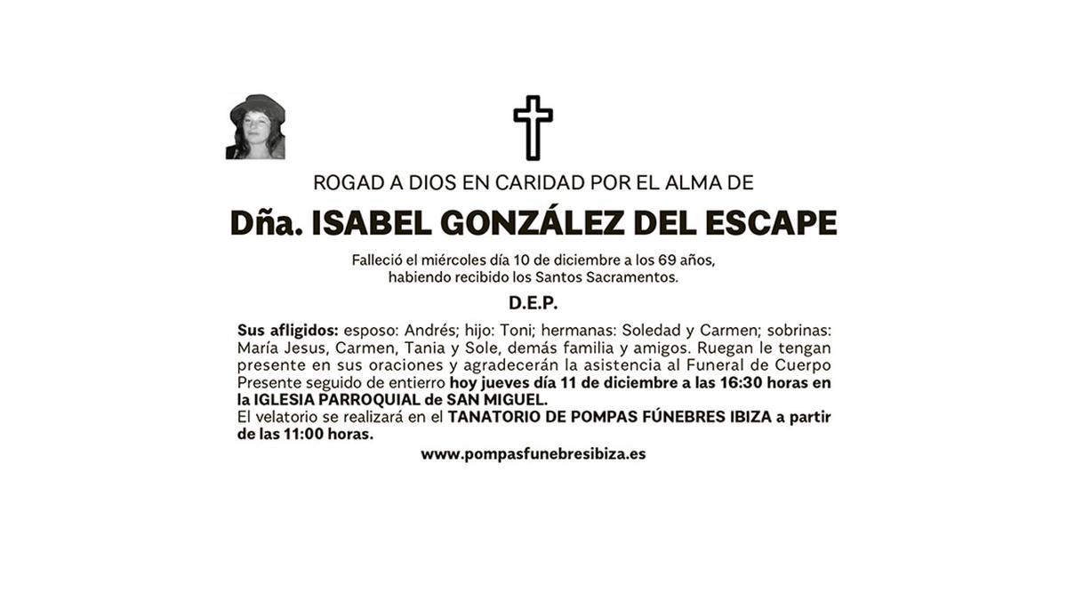 Esquela Isabel González del Escape