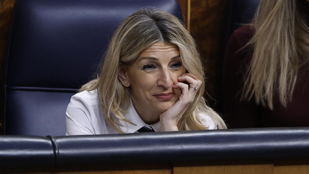 La vicepresidenta segunda del Gobierno y ministra de Trabajo, Yolanda Díaz, este miércoles en el Congreso.
