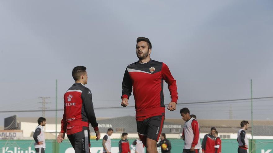 Pelayo, esta mañana, en el entrenamiento realizado en el anexo