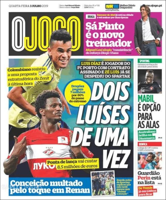 Portada O JOGO miércoles 3 de julio de 2019