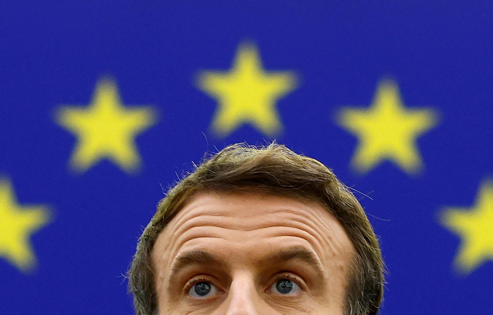 Emmanuel Macron durante un discurso en el Parlamento Europeo a mediados de enero, en Estrasburgo.